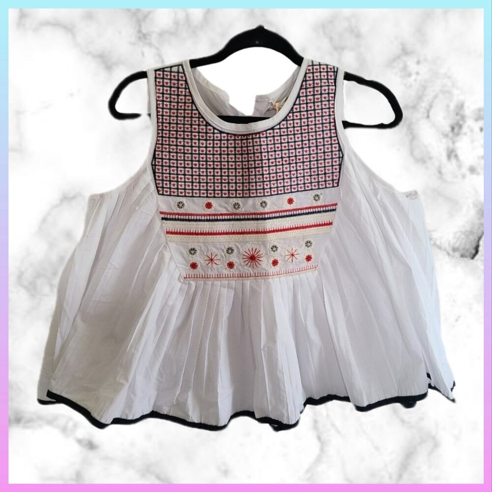 Mizumi Retro Cottage Style White Ruffled Blouse NWT SZ M - Picture 12 of 12
